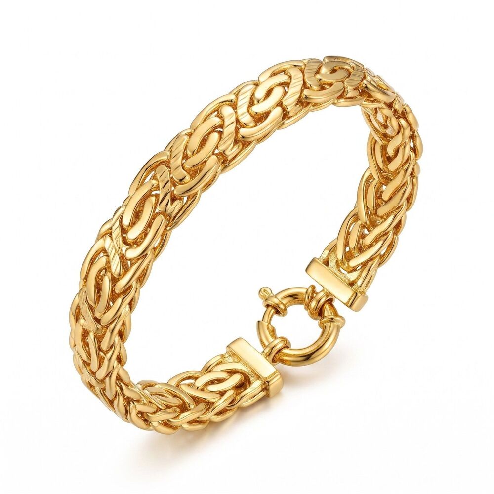 ROMANZA ITALY Byzantine Woven Chain Bracelet 8.25 In Gold Plated Over Bronze